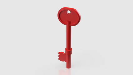 The Red Key On white Background for Security concept 3d Rendering.