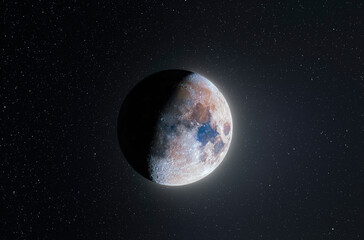 Lunar Light, Cosmic Peace - Crescent Moon and Stars over Dark Sky