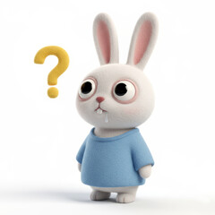felt rabbit looking at question mark