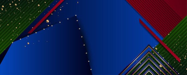 Elegant Christmas New Year Abstract gold background luxury dark blue and green and golden line template premium vector