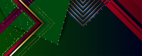 Elegant Christmas New Year Abstract gold background luxury dark blue and green and golden line template premium vector