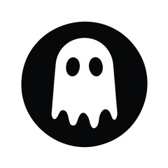 Vector art of simple black circle with a white ghost silhouette inside