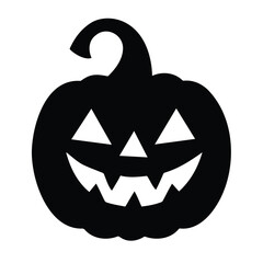 Vector art of black silhouette of a carved halloween pumpkin with a spooky face