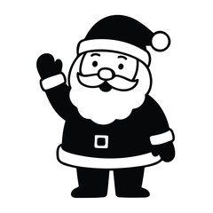 Fototapeta premium Vector art of cute cartoon illustration of santa claus waving, dressed in his traditional red suit with black boots and belt