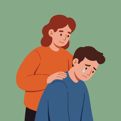 Obraz premium Gentle hand on shoulder, offering comfort to a crying person