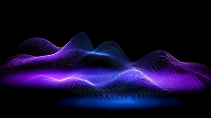 Abstract Glowing Purple and Blue Light Waves on Dark Background
