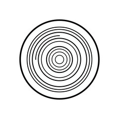 Abstract outline vector icon of concentric circles with irregular line breaks, symbolizing target, focus, sound waves, ripple effect, or an optical illusion in a minimalist design.