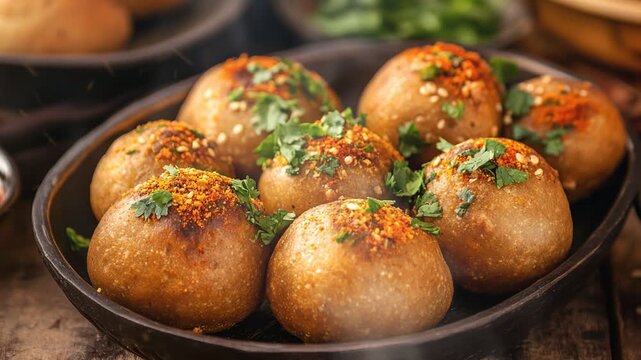 Litti chokha bihari indian food on the table with smoke