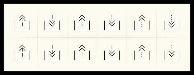 Arrow icon set. Exit, entrance, navigate, import, export, upload, share, download, forward and more.