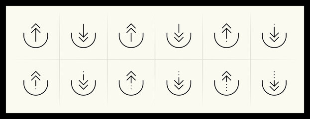 Arrow icon set. Exit, entrance, navigate, import, export, upload, share, download, forward and more.
