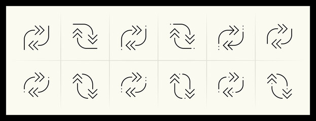 Arrow icon set. Different arrow icons, direction, navigate, double arrow, different direction, exchange, collapse, compare and more.