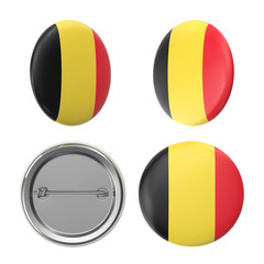 Fototapeta premium Belgian flag badges patriotic round button pins