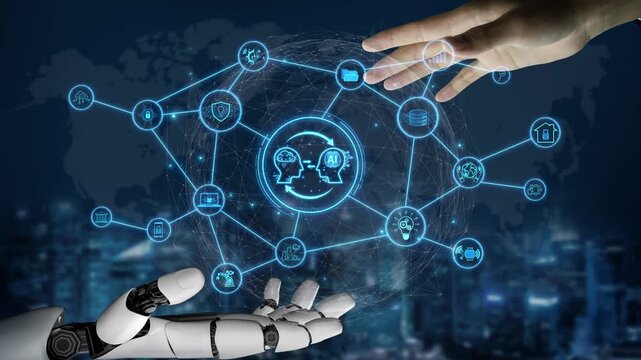 AI enables collaborative intelligence by linking robotics, machine learning, and data systems to automate operations and improve real-time decision-making. Marrow