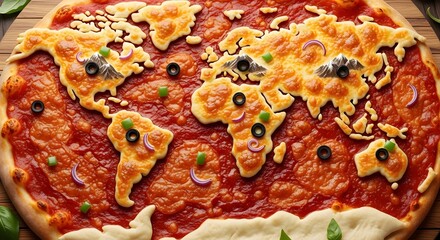 Creative World Map Pizza A Delicious Culinary Journey Around the Globe