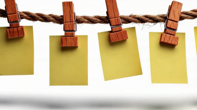 Memo String: A set of memo or note hung with clips on the rope, for remind or message in business or lifestyle, creating an inviting ambiance.