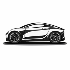 Side Profile of a Sleek Modern Sports Car Design Illustration
