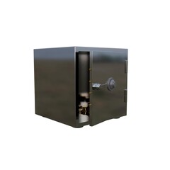 3D render of an open metal safe containing stacks of shiny golden coins, symbolizing wealth, savings, financial security, investment, and banking protection.