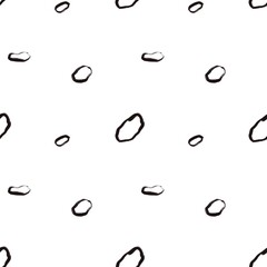 Seamless abstract geometric pattern. Simple background with black, white. Digital brush strokes. Lines, ovals, circles. Design for textile fabrics, wrapping paper, background, wallpaper, cover.