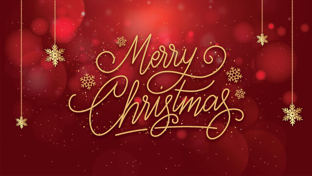 Vector merry christmas postcard template. Greetings card merry christmas design on red background printable template	
