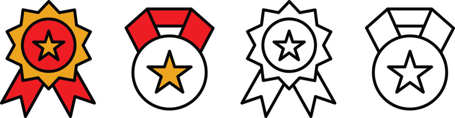 Reward and Achievement Icon Set – Trophy, Medal, and Success Symbols for Creative Design