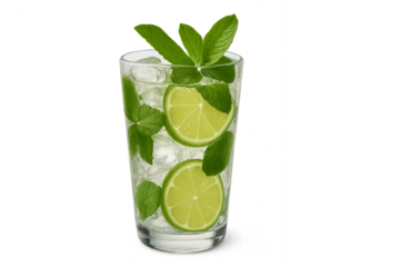 Mojito cocktail glass with lime and mint