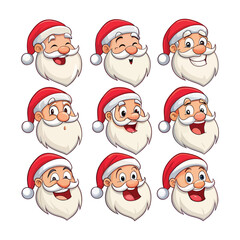Cute Santa Claus Mascot Illustration Set for Christmas