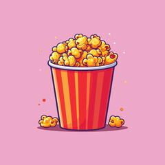 Popcorn icon illustration. movie cinema icon concept isolated . flat cartoon style