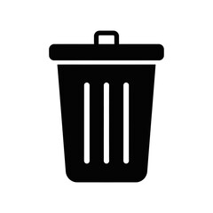 Black trash can icon with a lid and handle, perfect for waste disposal.