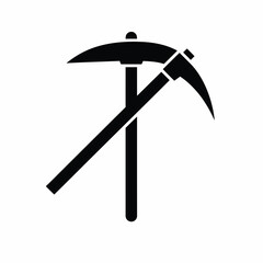 Two crossed pickaxes, mining symbol, black and white.