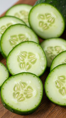 sliced ​​cucumber on a wooden table