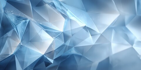 Abstract icy polygonal background, subtle refractions, soft blue-white color grading, smooth copy-space zones, print-safe 