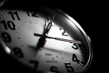 Countdown concept without numerals: clock hands macro near midnight on unbranded face partially obscured, dramatic low-key light 