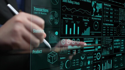 A sleek business analytics dashboard showcasing crucial data insights, including statistics, transactions, and product details for strategic decision-making and performance analysis. Cipher - Powered by Adobe