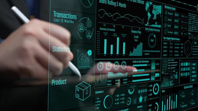 A sleek business analytics dashboard showcasing crucial data insights, including statistics, transactions, and product details for strategic decision-making and performance analysis. Cipher