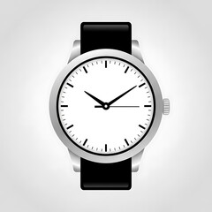 Stylish Silver Watch with Black Strap.