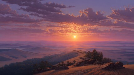 Winter Solstice sunrise watch, group on hilltop greeting first light, hopeful new cycle, photorealistic, dawning rays