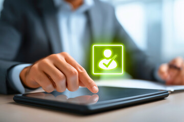 Digital user verification and account approval interface on tablet