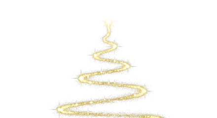 Sparkling gold christmas tree shape on transparent background, perfect for adding a touch of magic to your holiday designs isolated on transparent background