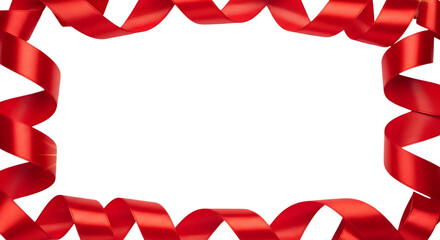 Festive red ribbon border isolated on transparent background, perfect for adding a touch of elegance and celebration to your designs and messages
