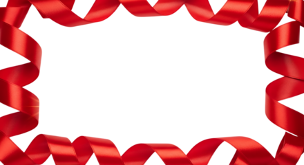 Festive red ribbon border isolated on transparent background, perfect for adding a touch of elegance and celebration to your designs and messages