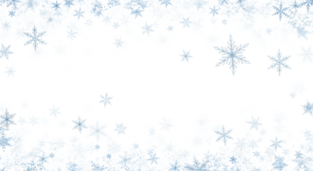 A delicate frame of light blue snowflakes on a transparent background isolated on transparent background, perfect for adding a touch of winter magic to your design