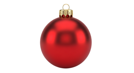 Shiny red christmas ball isolated on transparent background for holiday decoration and new year celebration, perfect for festive design elements