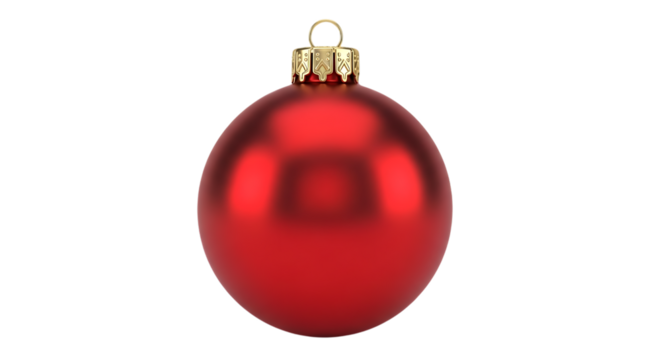 Shiny red christmas ball isolated on transparent background for holiday decoration and new year celebration, perfect for festive design elements