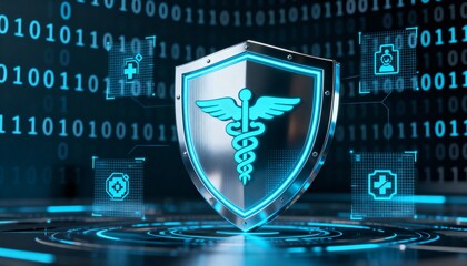 Digital Healthcare Security Shield With Stethoscope