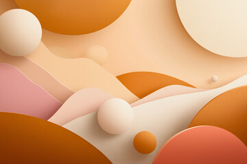 Minimal 3D abstract landscape with pastel spheres and waves
