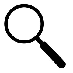 Simple, flat style magnifying glass illustration.