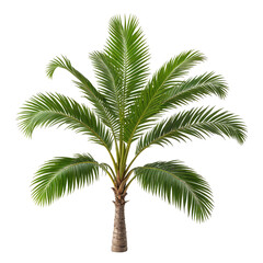 Obraz premium A vibrant palm tree, lush green fronds, sturdy trunk, isolated on black