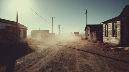 Obraz premium Dusty desert town street
