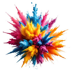 Explosion of vibrant colored powder against black background