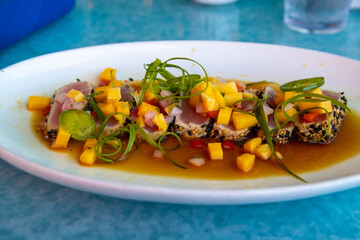 Sesame Seared Ahi Tuna with Mango Salsa